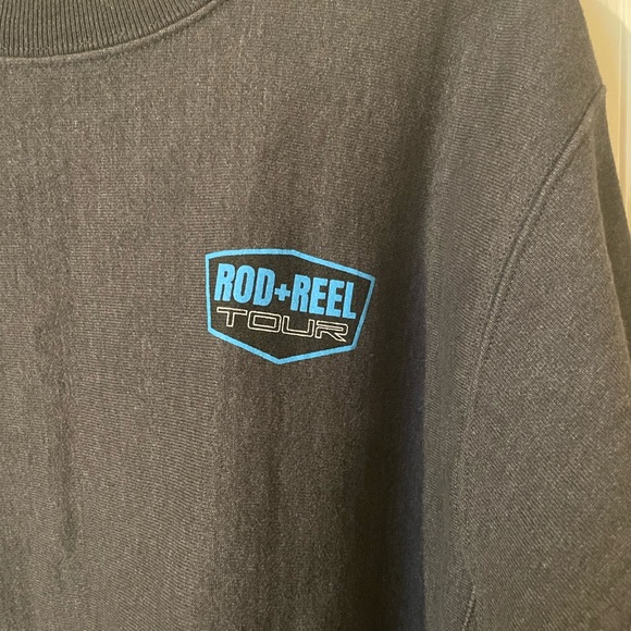 Champion Sweatshirt Mens M Gray Reverse Weave Graphic Crewneck Rod + Reel Tour - Picture 3 of 7